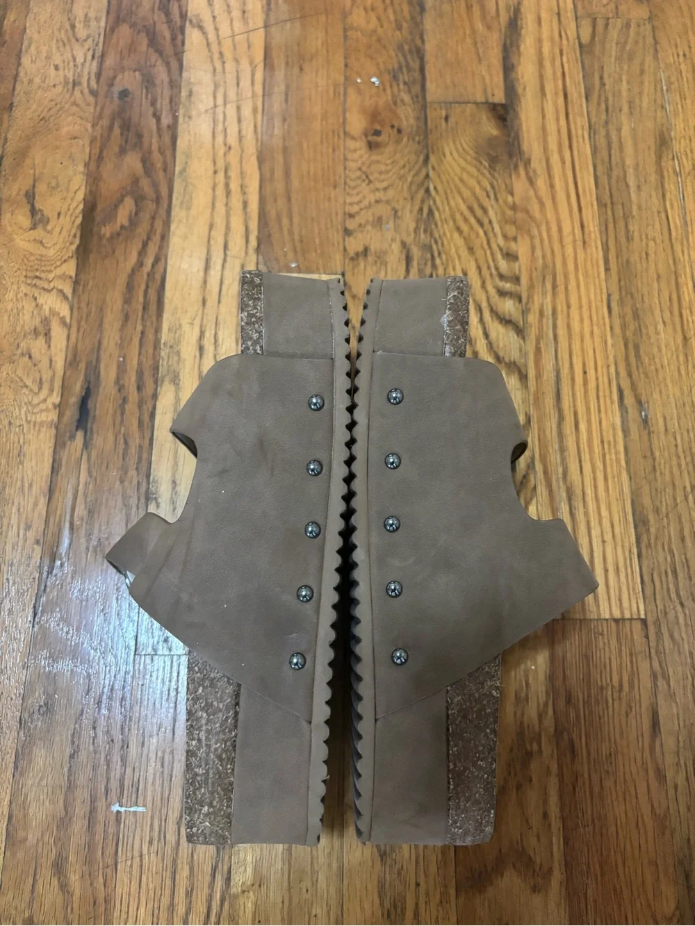 MIA Taupe Platform Double Buckle Sandals Size